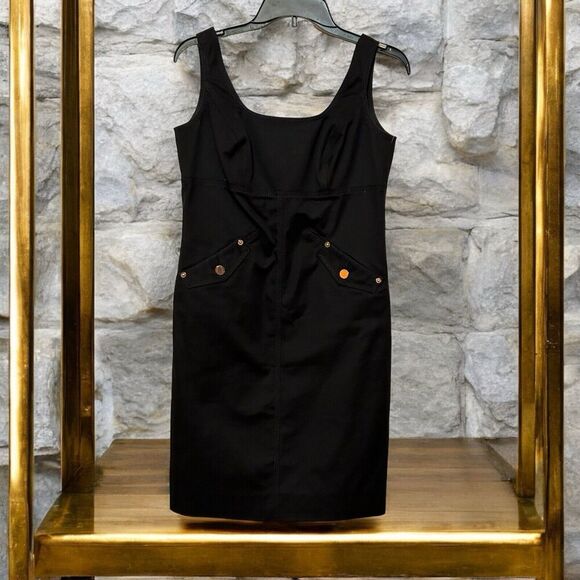 Etcetera Black  Sleeveless Goldtone Hardware Back Zip Dress Size 4 - Picture 1 of 8